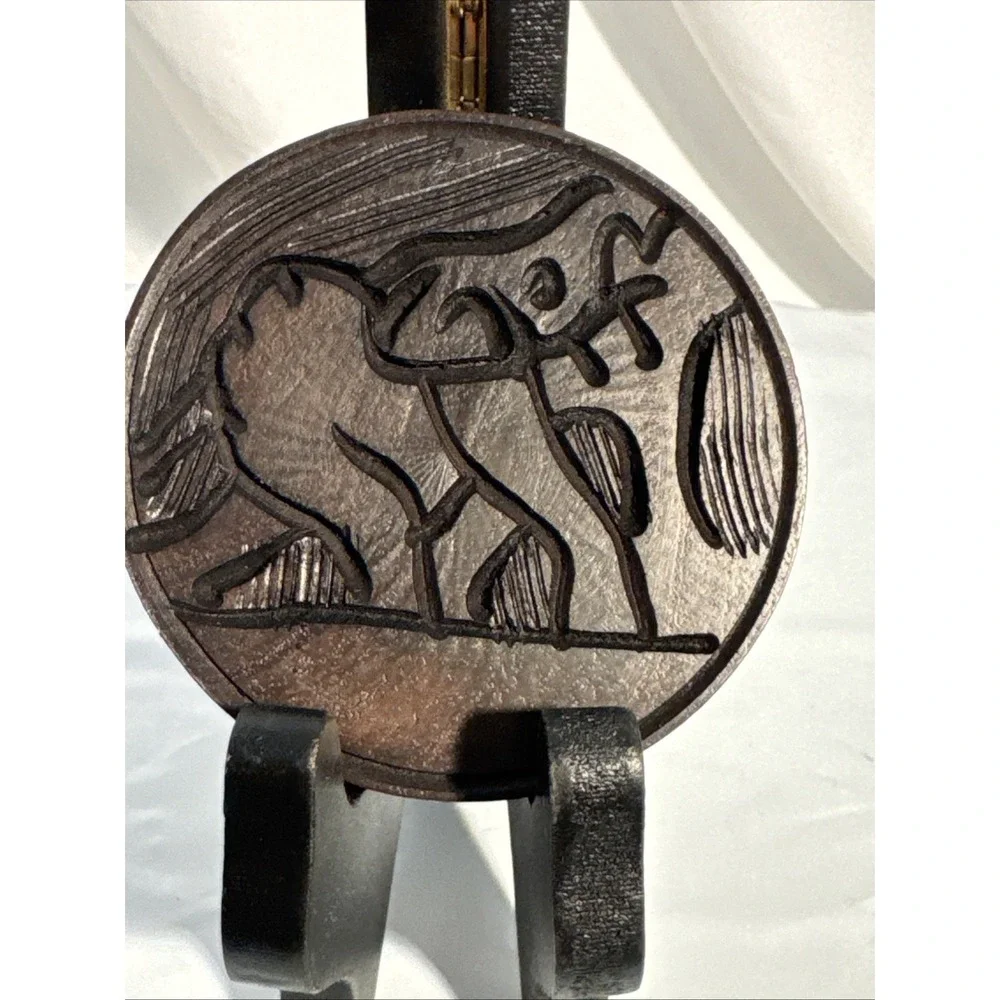 VTG Hand Carved African Ironwood Set of 6 Wooden Elephant Coasters Holder & Lid